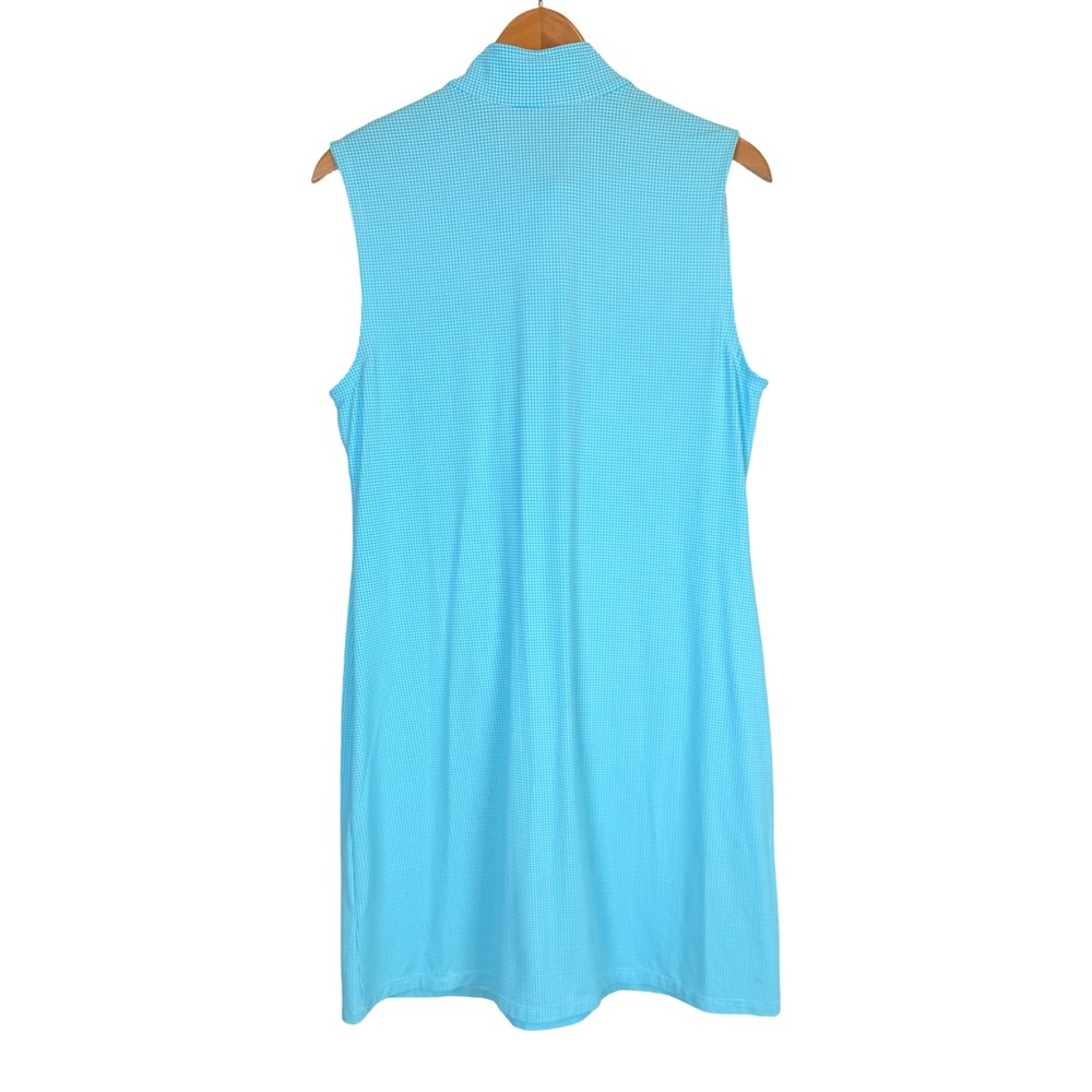 IBKUL Ibcool Mini Check Sleeveless Mock Neck Dress Travel Athletic Tennis L EUC - Picture 3 of 9